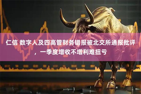 仁信 数字人及四高管财务错报被北交所通报批评，一季度增收不增利难扭亏